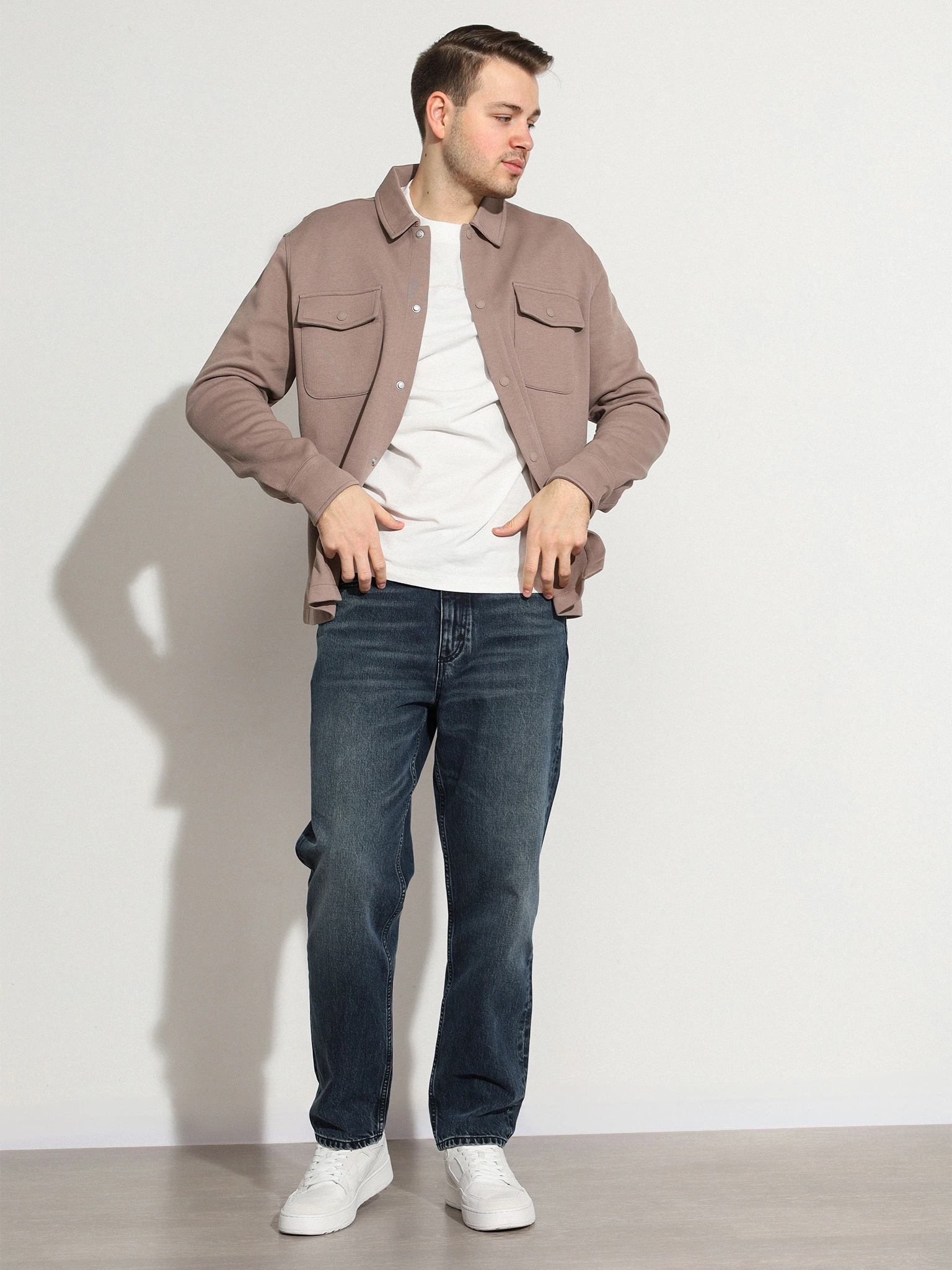 Куртка трикотажная бежевого цвета из хлопка